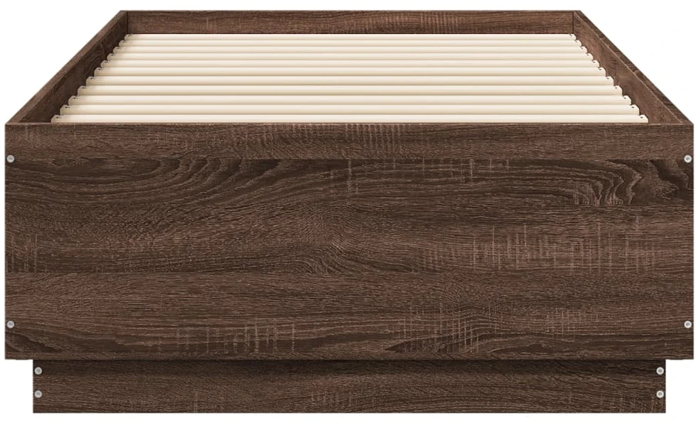 Lovos rėmas su LED, rudas ąžuolo, 75x190cm, apdirbta mediena