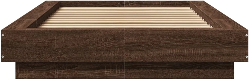 Lovos rėmas su LED, rudas ąžuolo, 90x200cm, apdirbta mediena