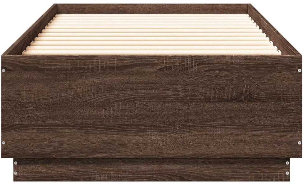 Lovos rėmas su LED, rudas ąžuolo, 90x200cm, apdirbta mediena