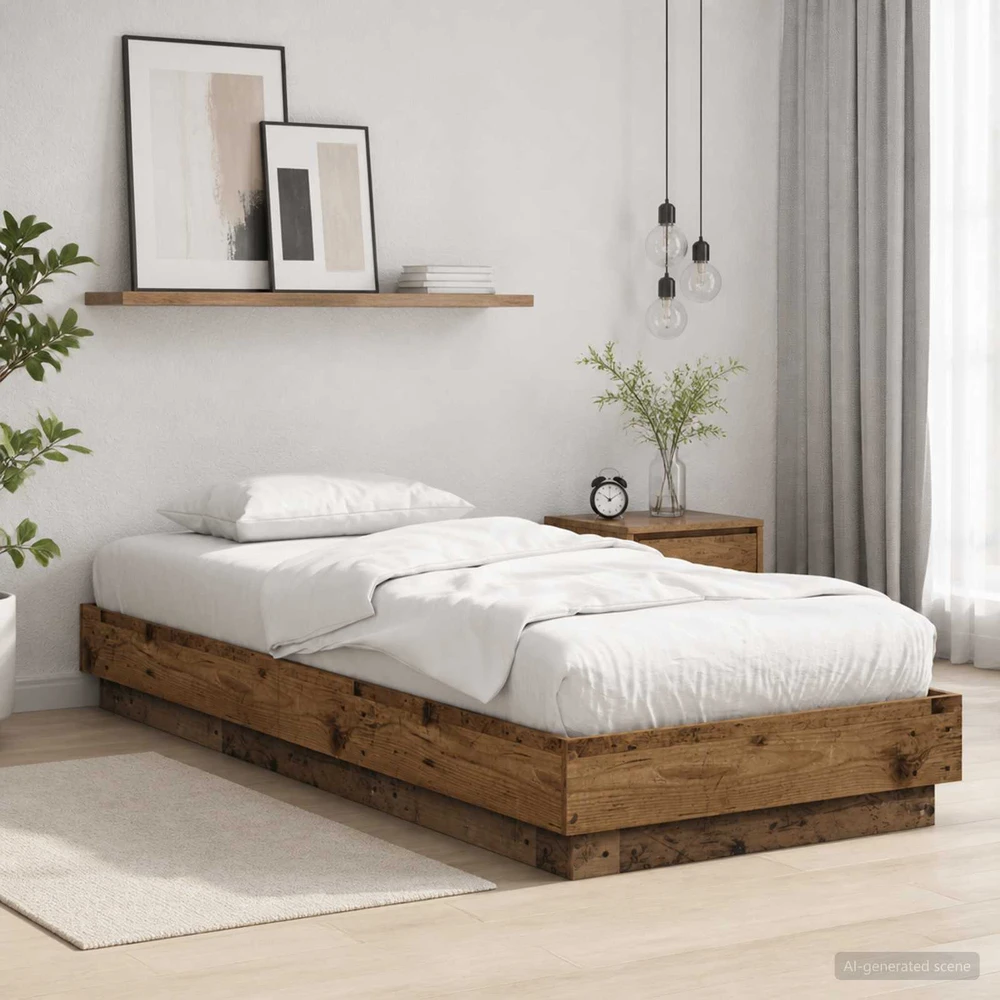 Lova Lovos rėmas su LED Sendintos medienos 80 x 200 cm
