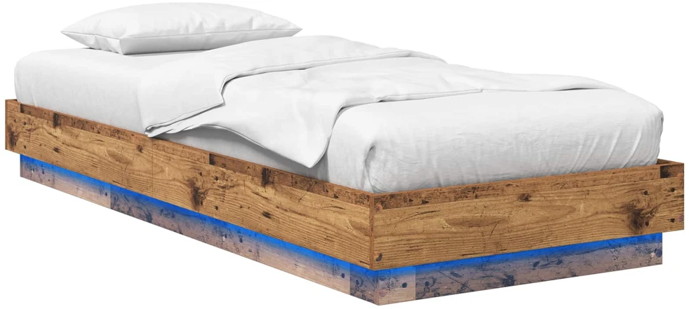 Lova Lovos rėmas su LED Sendintos medienos 80 x 200 cm