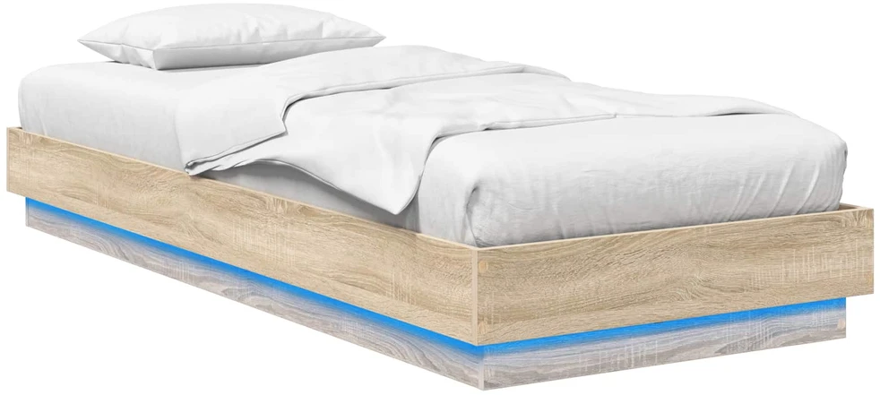 Lova Lovos rėmas su LED Sonoma ąžuolas 80 x 200 cm Apdirbta mediena