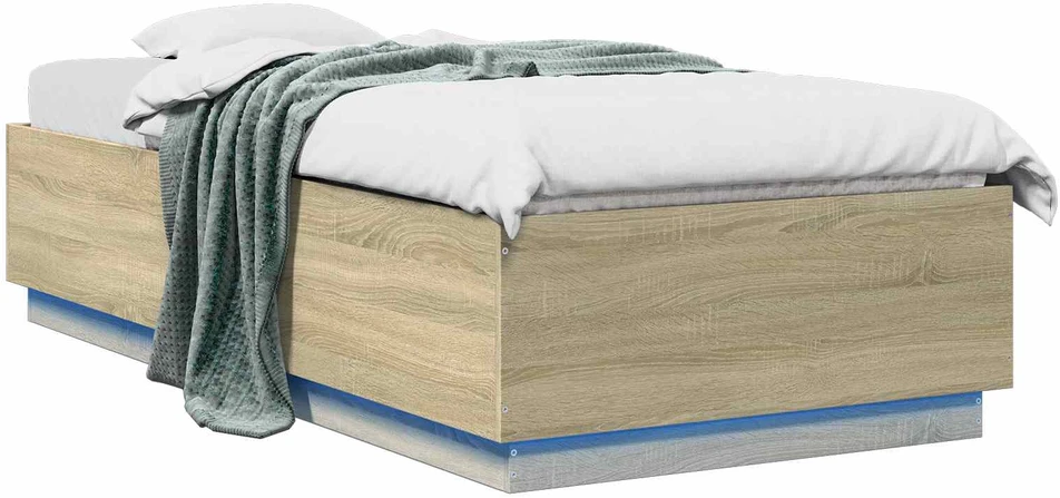 Lova Lovos rėmas su LED Sonoma ąžuolas 80 x 200 cm Apdirbta mediena
