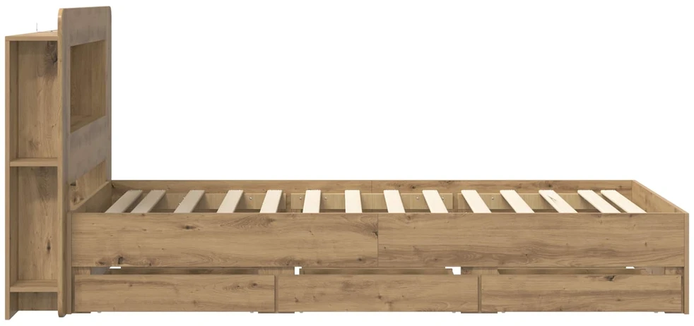Lova Lovos rėmas su saugojimu ir nugara Artisano ąžuolo 80 x 200 cm