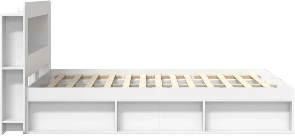 Lovos rėmas su saugojimu Balta 160 x 200 cm Apdirbta mediena