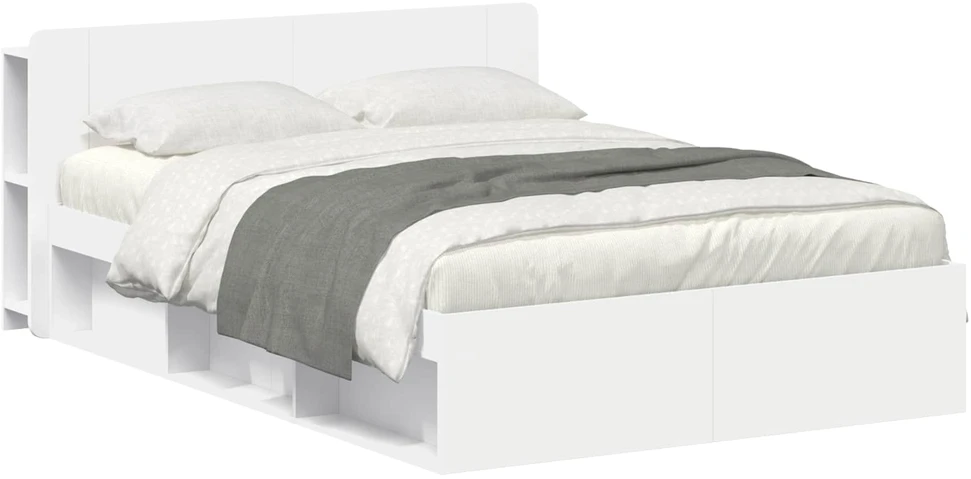 Lovos rėmas su saugojimu Balta 160 x 200 cm Apdirbta mediena