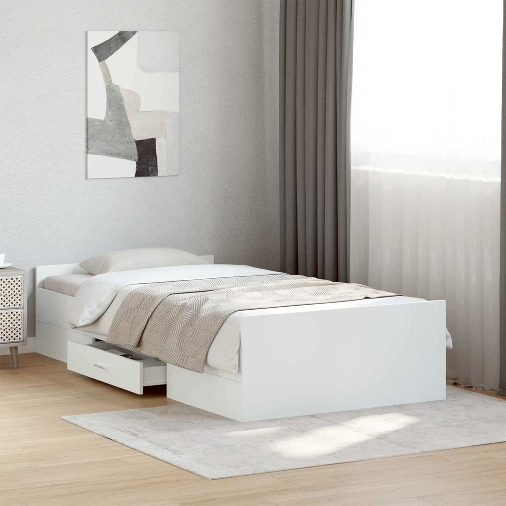 Lova Lovos rėmas su saugojimu Balta 80 x 200 cm Apdirbta mediena