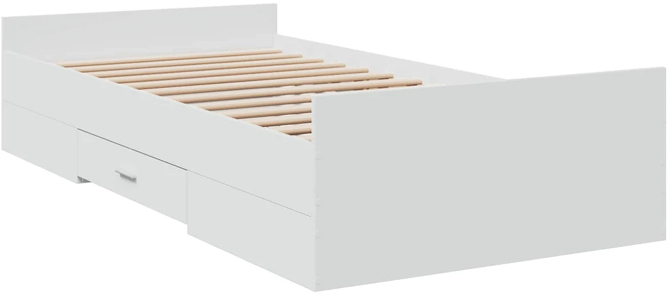 Lova Lovos rėmas su saugojimu Balta 80 x 200 cm Apdirbta mediena