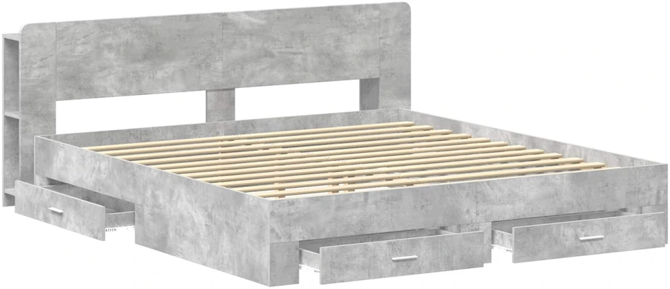 Lovos rėmas su saugojimu Betono pilka 200 x 200 cm