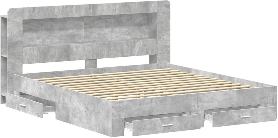 Lovos rėmas su saugojimu Betono pilka 200 x 200 cm