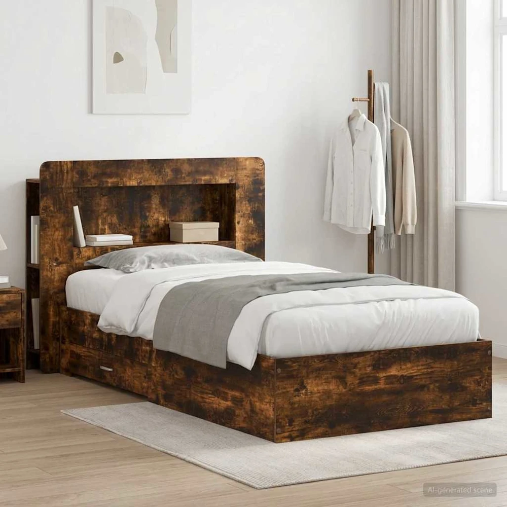 Lova Lovos rėmas su saugojimu Dūminio ąžuolo 80 x 200 cm