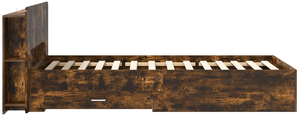 Lova Lovos rėmas su saugojimu Dūminio ąžuolo 90 x 190 cm