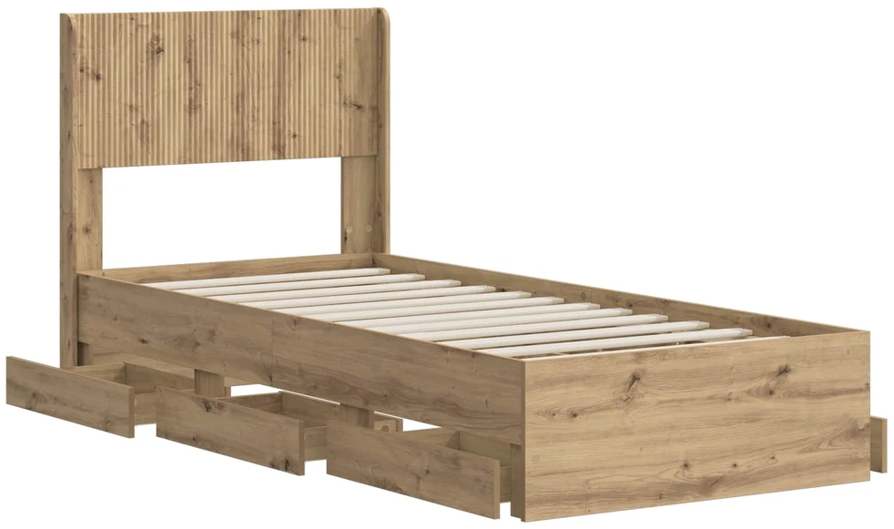 Lova Lovos rėmas su saugojimu ir nugara Artisan Oak 90 x 200 cm