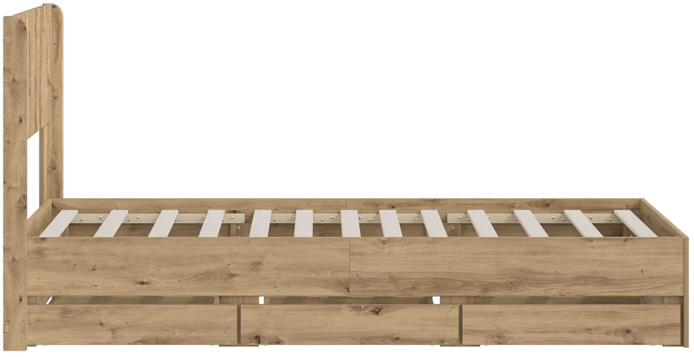 Lova Lovos rėmas su saugojimu ir nugara Artisan Oak 90 x 200 cm