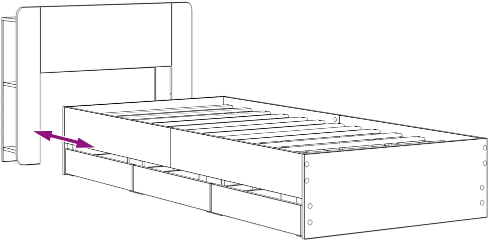 Lova Lovos rėmas su saugojimu ir nugara Artisano ąžuolo 90 x 200 cm