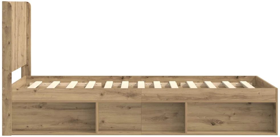 Lova Lovos rėmas su saugojimu ir nugara Artisano ąžuolo 75 x 190 cm