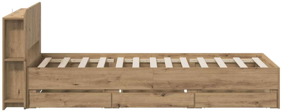 Lova Lovos rėmas su saugojimu ir nugara Artisano ąžuolo 90 x 200 cm