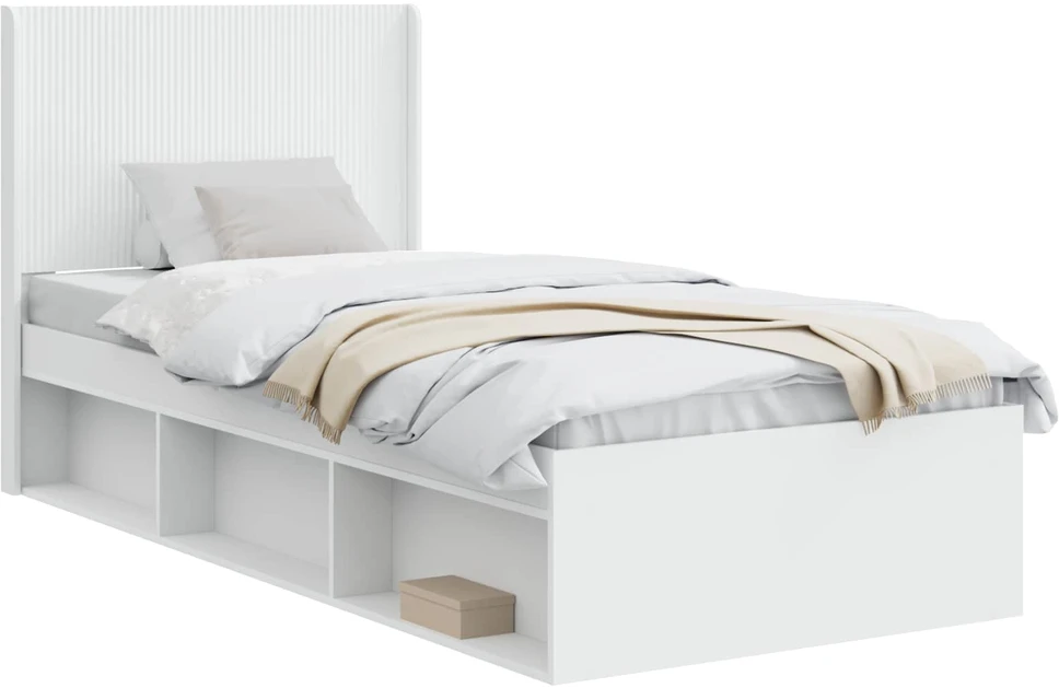 Lova Lovos rėmas su saugojimu ir nugara Balta 90 x 190 cm