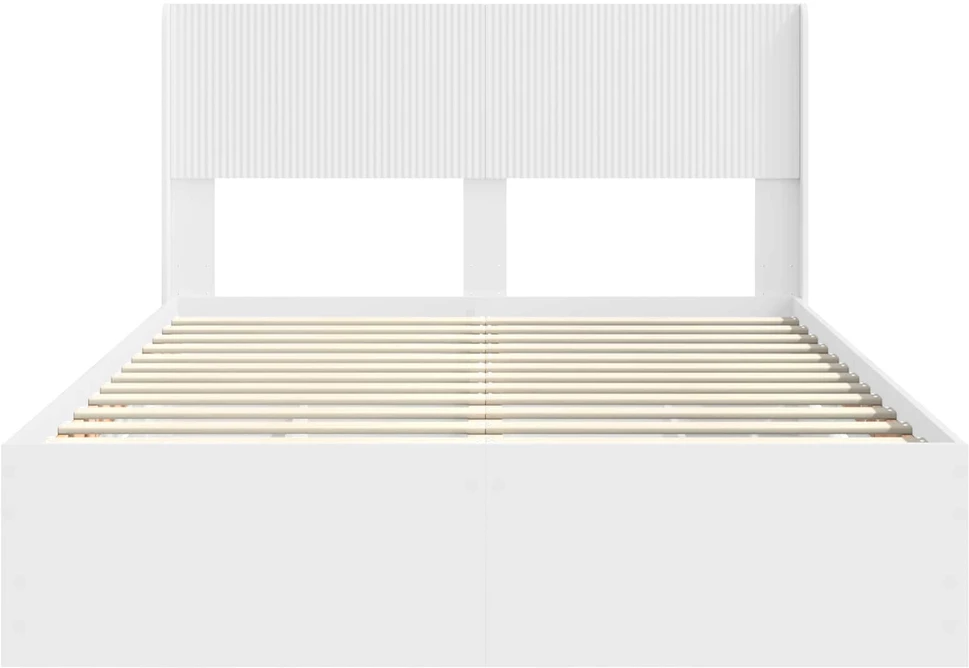 Lova Lovos rėmas su saugojimu ir nugara Balta 150 x 200 cm