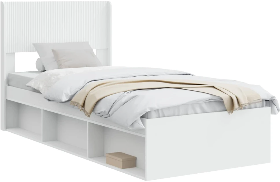 Lova Lovos rėmas su saugojimu ir nugara Balta 75 x 190 cm
