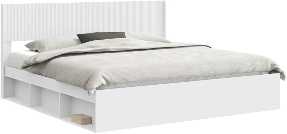 Lovos rėmas su saugojimu ir nugara Balta 200 x 200 cm