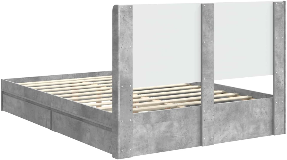 Lovos rėmas su saugojimu ir nugara Betono pilka 150 x 200 cm