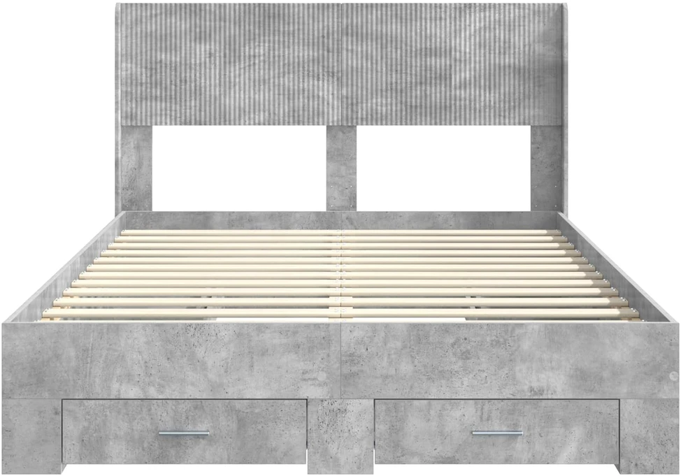 Lovos rėmas su saugojimu ir nugara Betono pilka 140 x 190 cm
