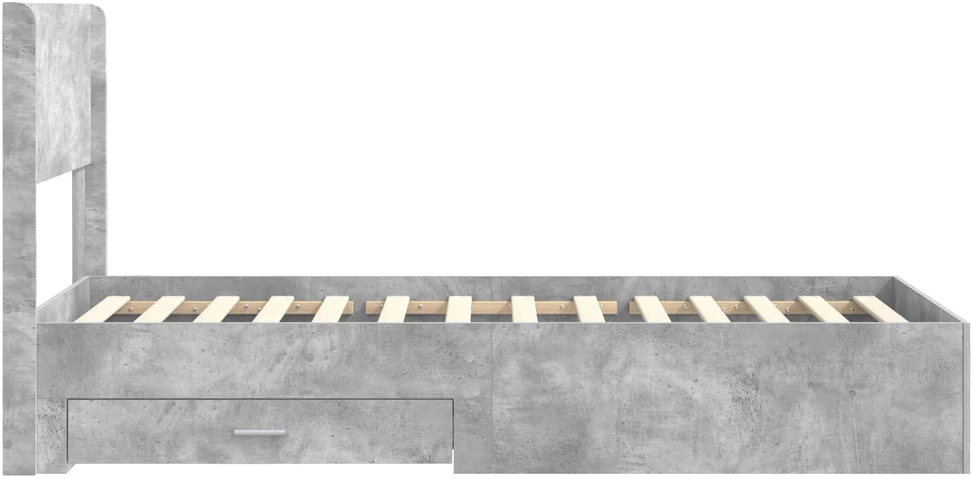 Lova Lovos rėmas su saugojimu ir nugara Betono pilka 90 x 190 cm
