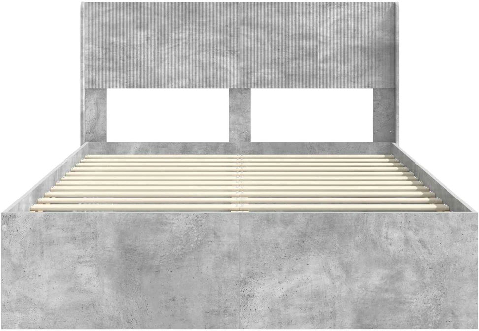 Lovos rėmas su saugojimu ir nugara Betono pilka 150 x 200 cm