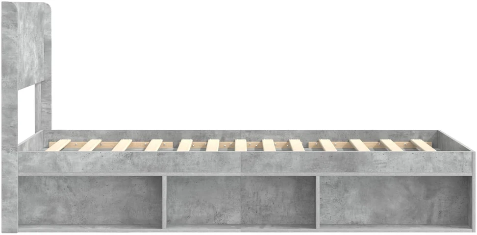 Lova Lovos rėmas su saugojimu ir nugara Betono pilka 90 x 200 cm
