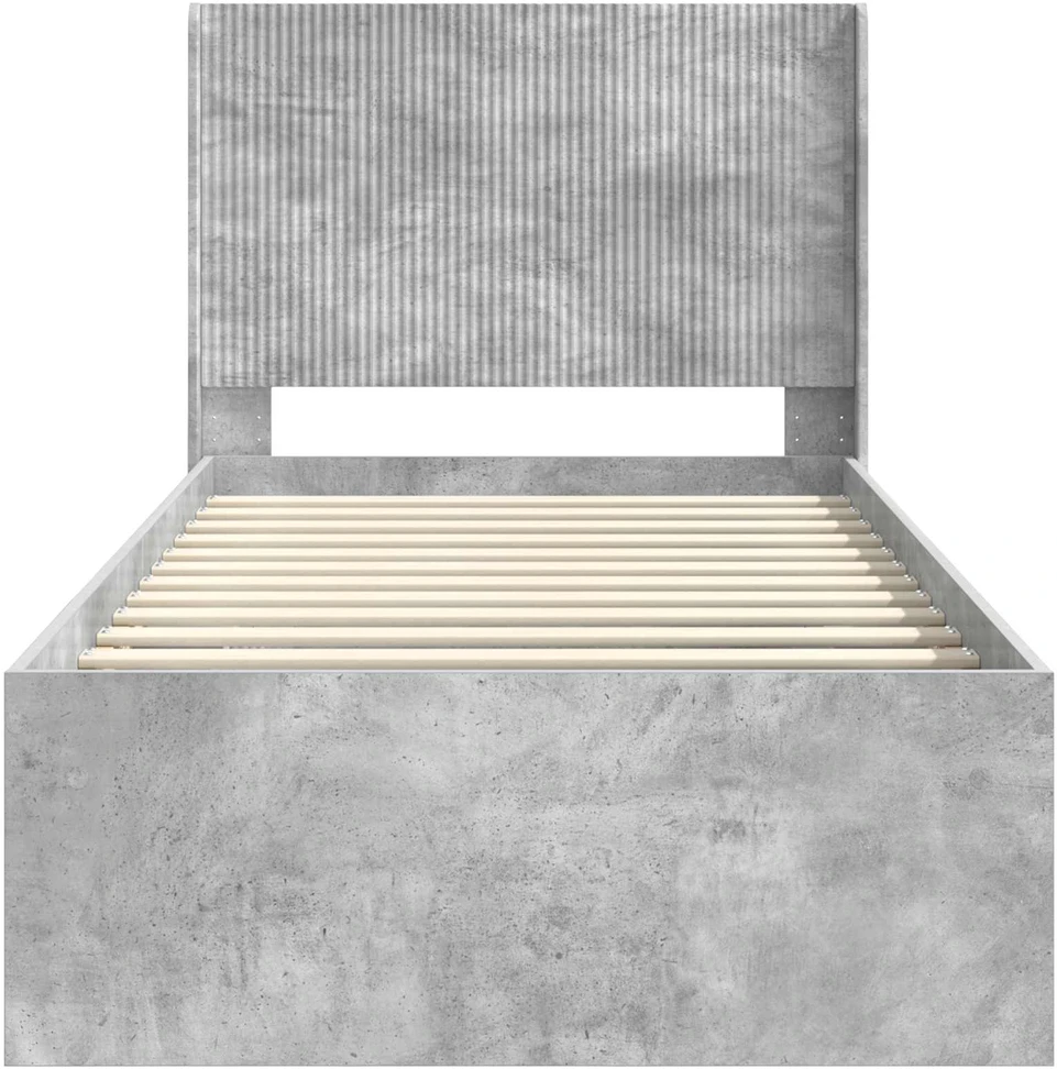 Lova Lovos rėmas su saugojimu ir nugara Betono pilka 90 x 190 cm