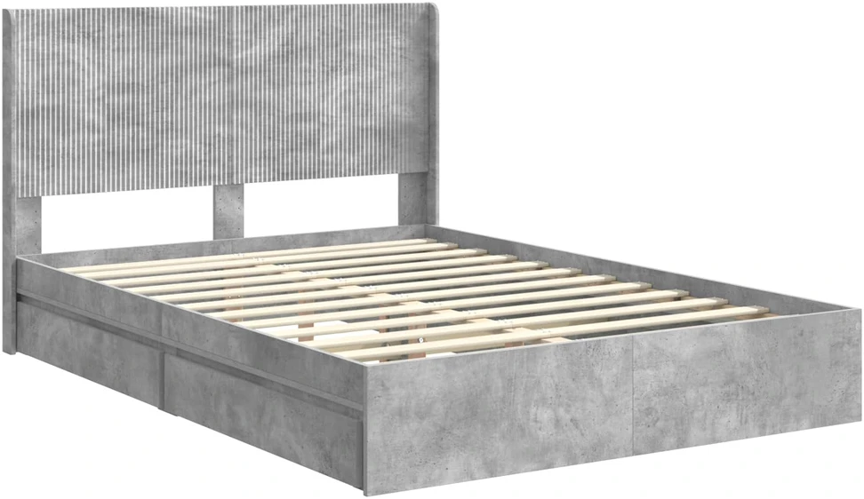 Lovos rėmas su saugojimu ir nugara Betono pilka 150 x 200 cm
