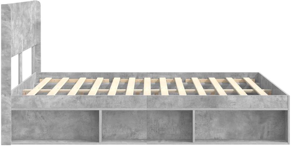 Lova Lovos rėmas su saugojimu ir nugara Betono pilka 120 x 200 cm