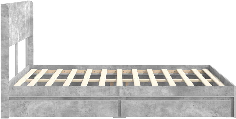Lovos rėmas su saugojimu ir nugara Betono pilka 150 x 200 cm