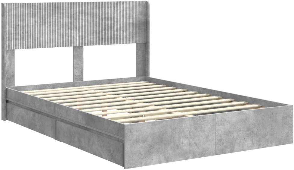 Lovos rėmas su saugojimu ir nugara Betono pilka 150 x 200 cm