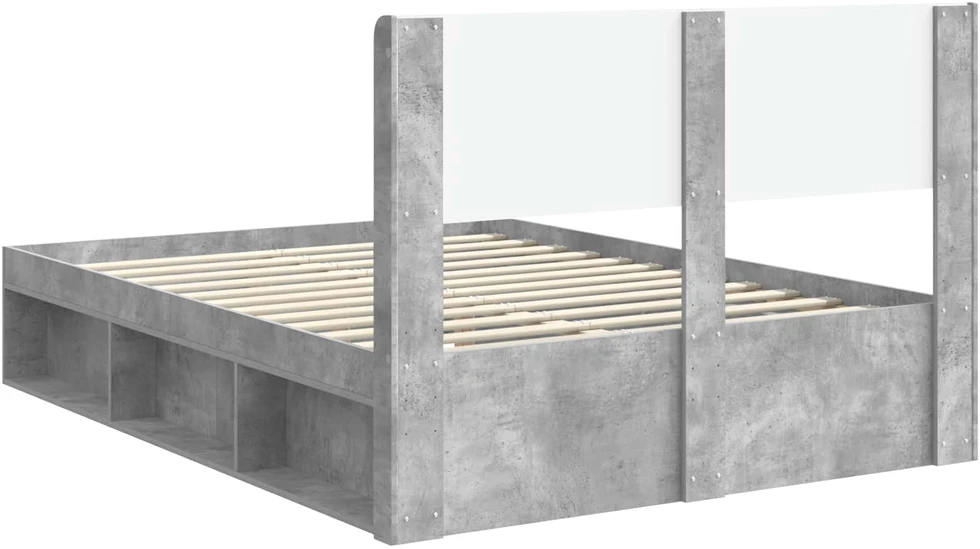 Lovos rėmas su saugojimu ir nugara Betono pilka 140 x 190 cm