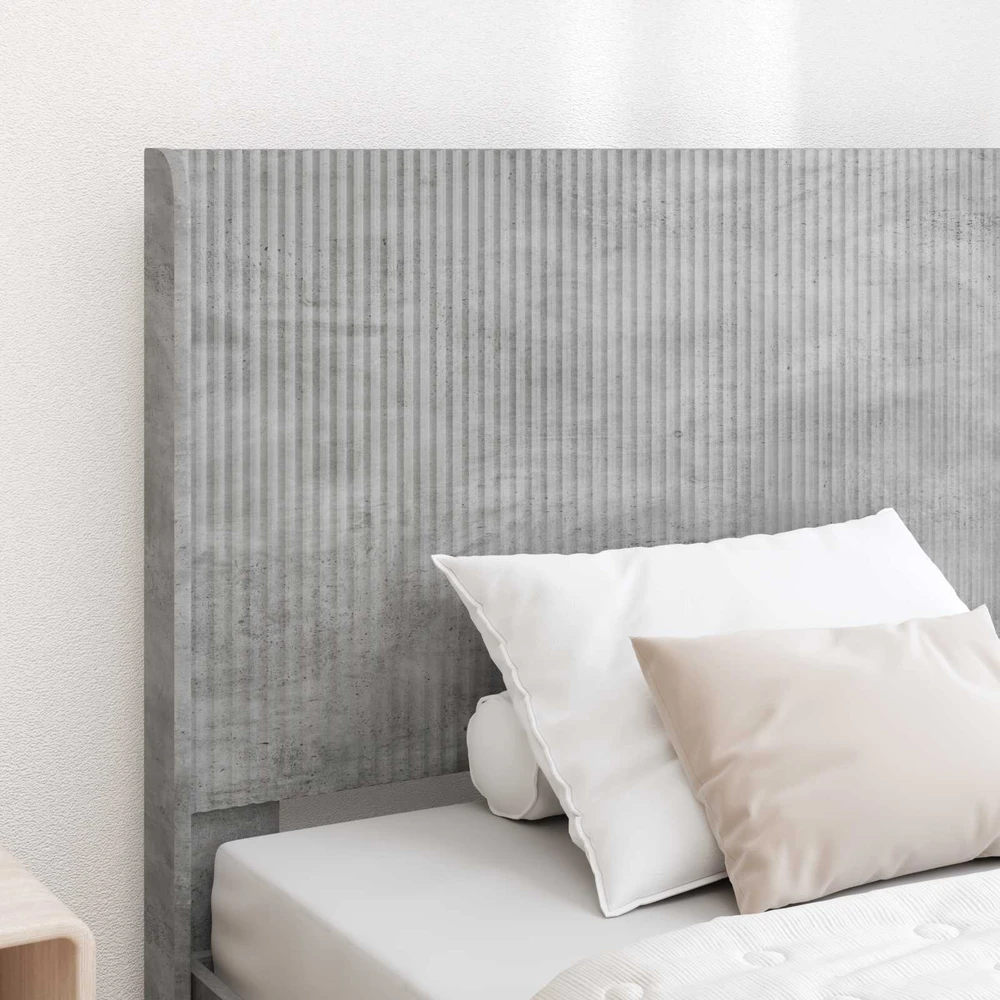 Lova Lovos rėmas su saugojimu ir nugara Betono pilka 90 x 200 cm