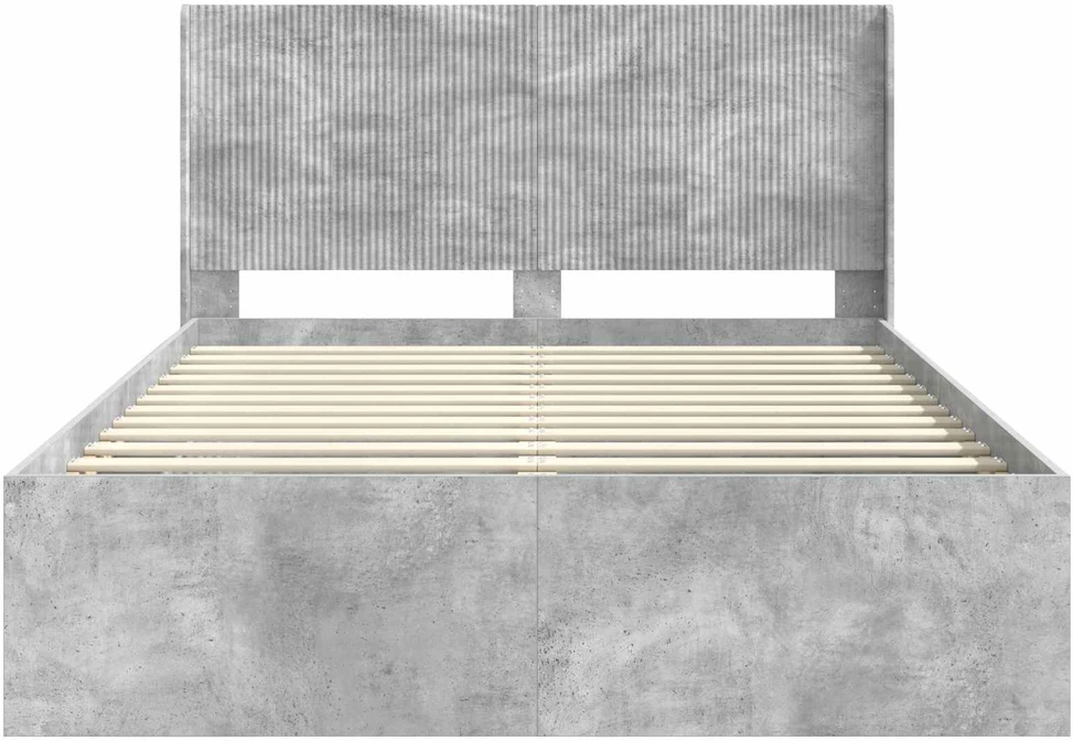 Lovos rėmas su saugojimu ir nugara Betono pilka 140 x 190 cm