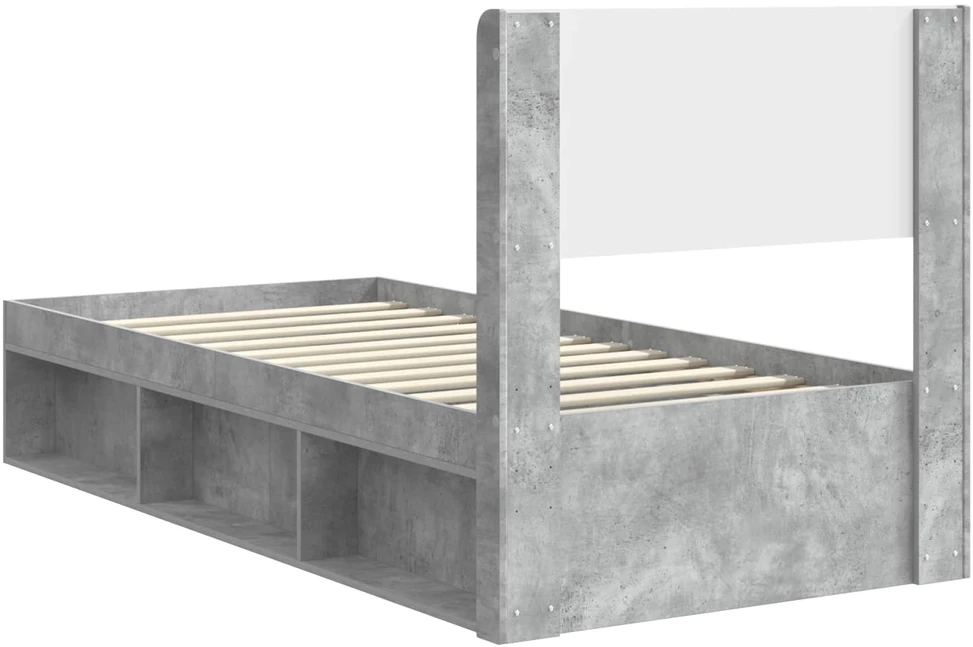 Lova Lovos rėmas su saugojimu ir nugara Betono pilka 100 x 200 cm