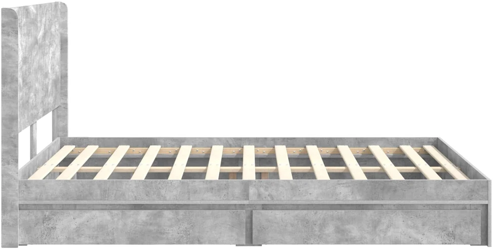 Lovos rėmas su saugojimu ir nugara Betono pilka 150 x 200 cm