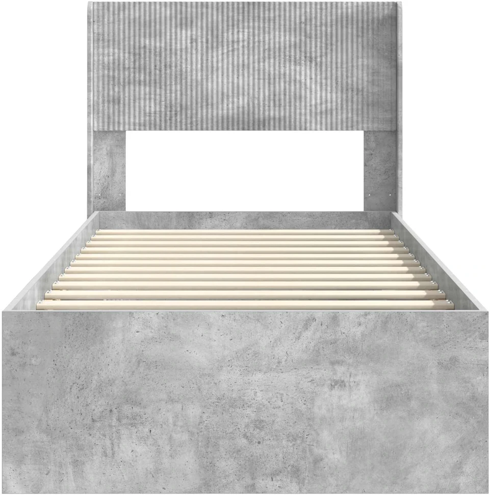 Lova Lovos rėmas su saugojimu ir nugara Betono pilka 90 x 190 cm