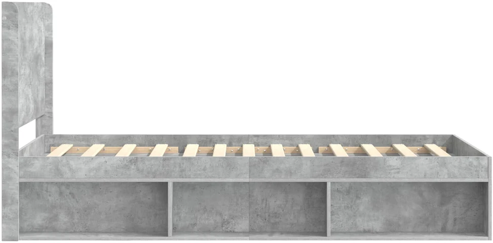 Lova Lovos rėmas su saugojimu ir nugara Betono pilka 90 x 190 cm