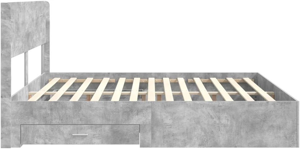 Lovos rėmas su saugojimu ir nugara Betono pilka 180 x 200 cm