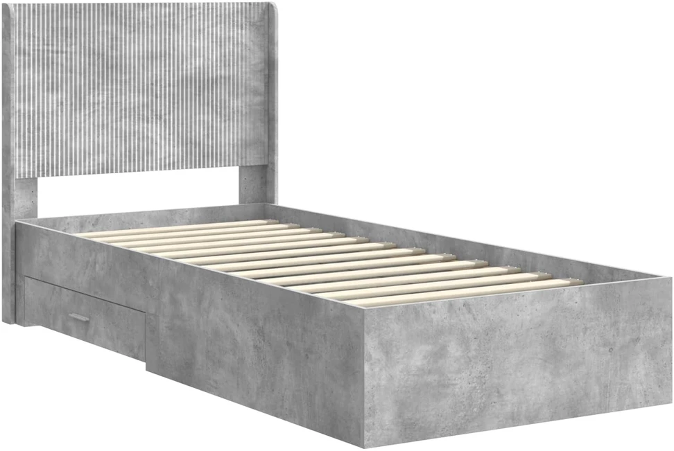 Lova Lovos rėmas su saugojimu ir nugara Betono pilka 90 x 200 cm