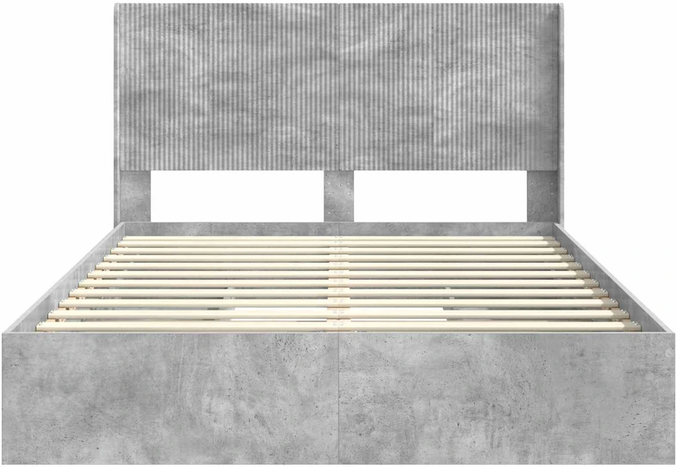 Lovos rėmas su saugojimu ir nugara Betono pilka 150 x 200 cm