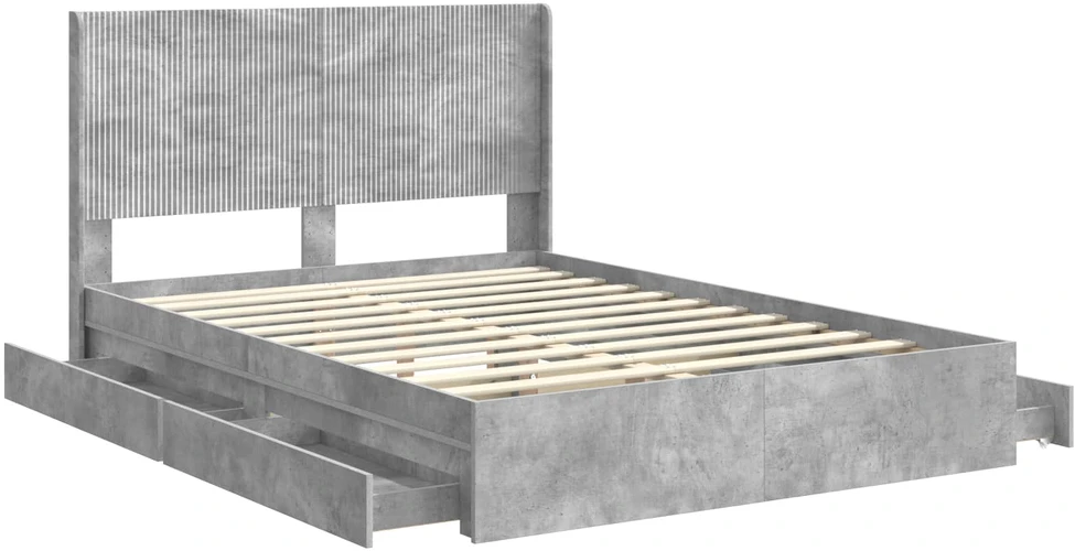 Lovos rėmas su saugojimu ir nugara Betono pilka 150 x 200 cm