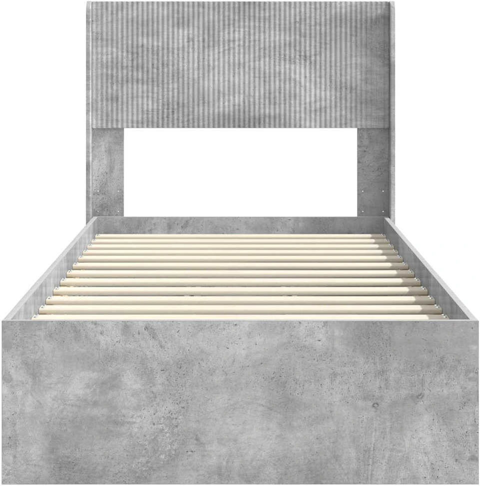 Lova Lovos rėmas su saugojimu ir nugara Betono pilka 90 x 190 cm
