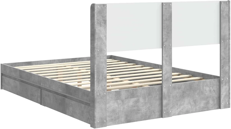 Lovos rėmas su saugojimu ir nugara Betono pilka 150 x 200 cm
