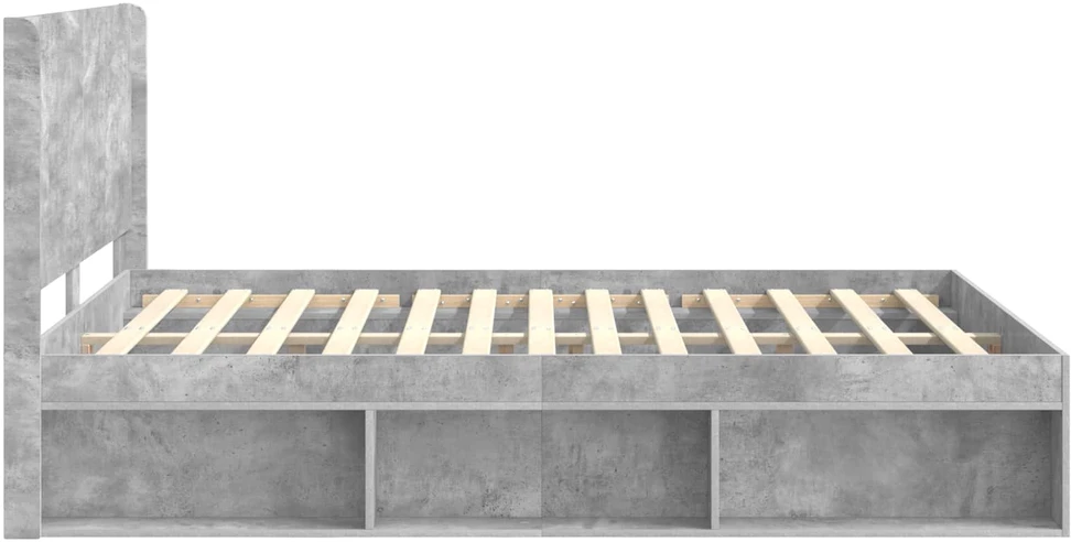 Lovos rėmas su saugojimu ir nugara Betono pilka 140 x 190 cm
