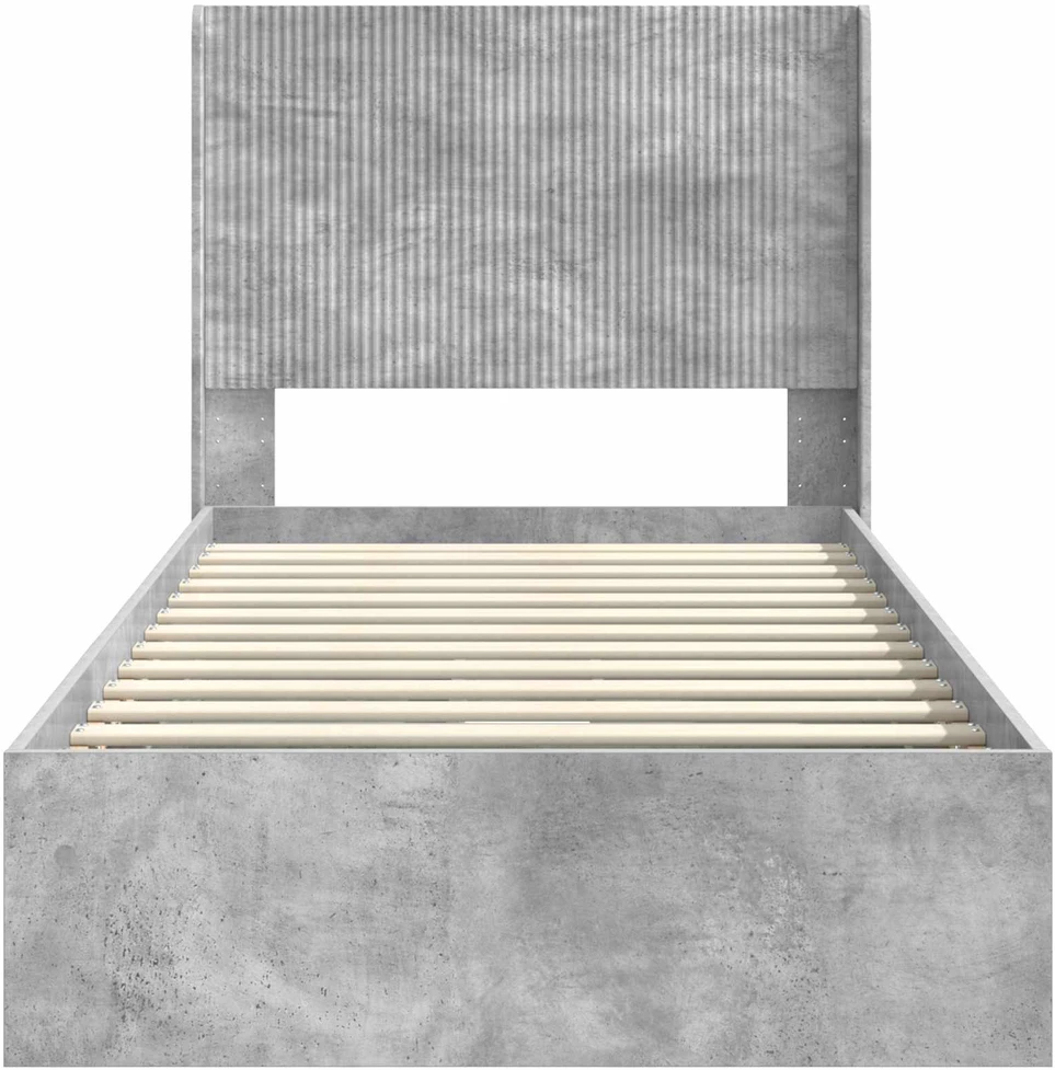 Lova Lovos rėmas su saugojimu ir nugara Betono pilka 90 x 190 cm